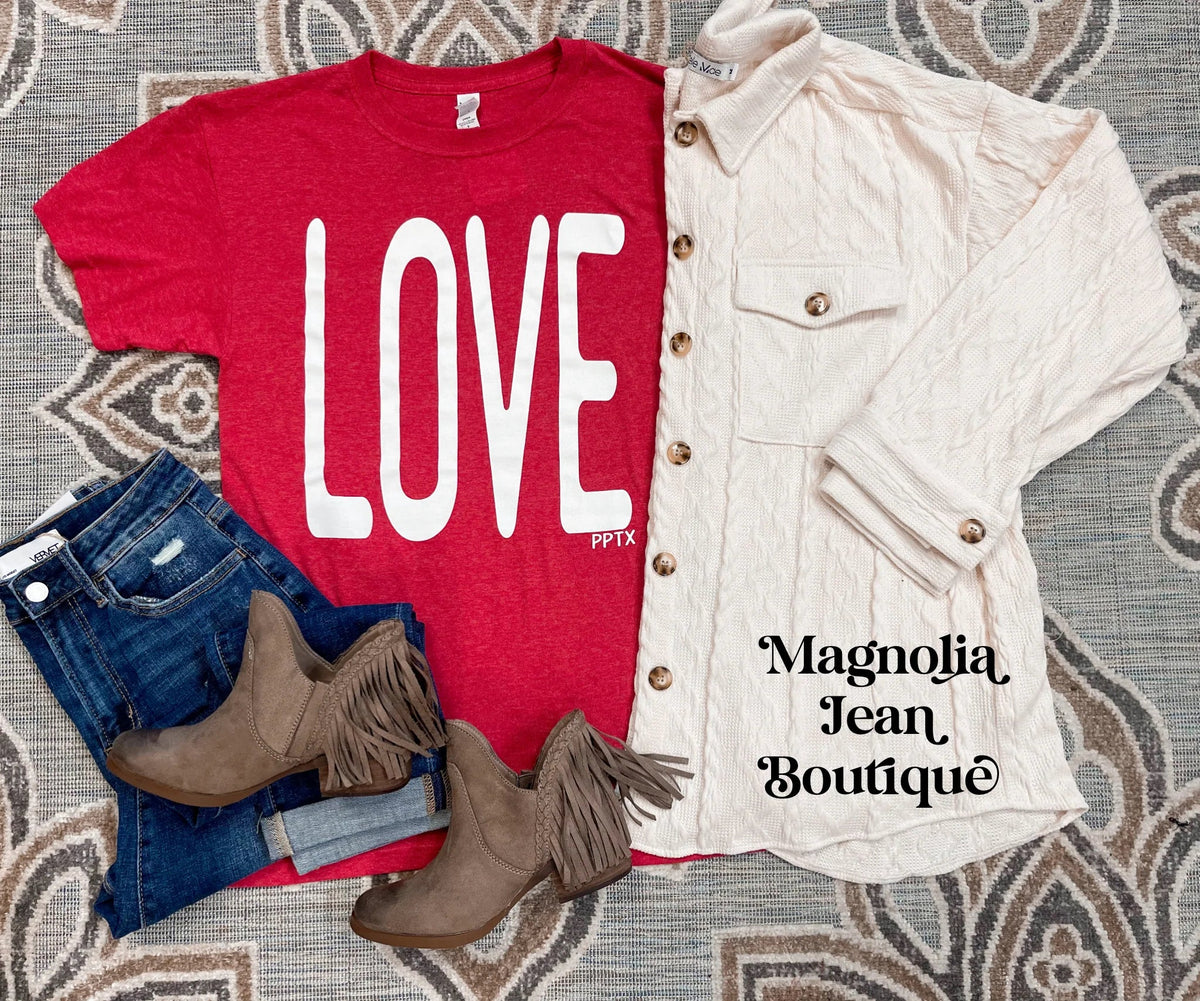 Cable Knit Jacket Cream Magnolia Jean Boutique