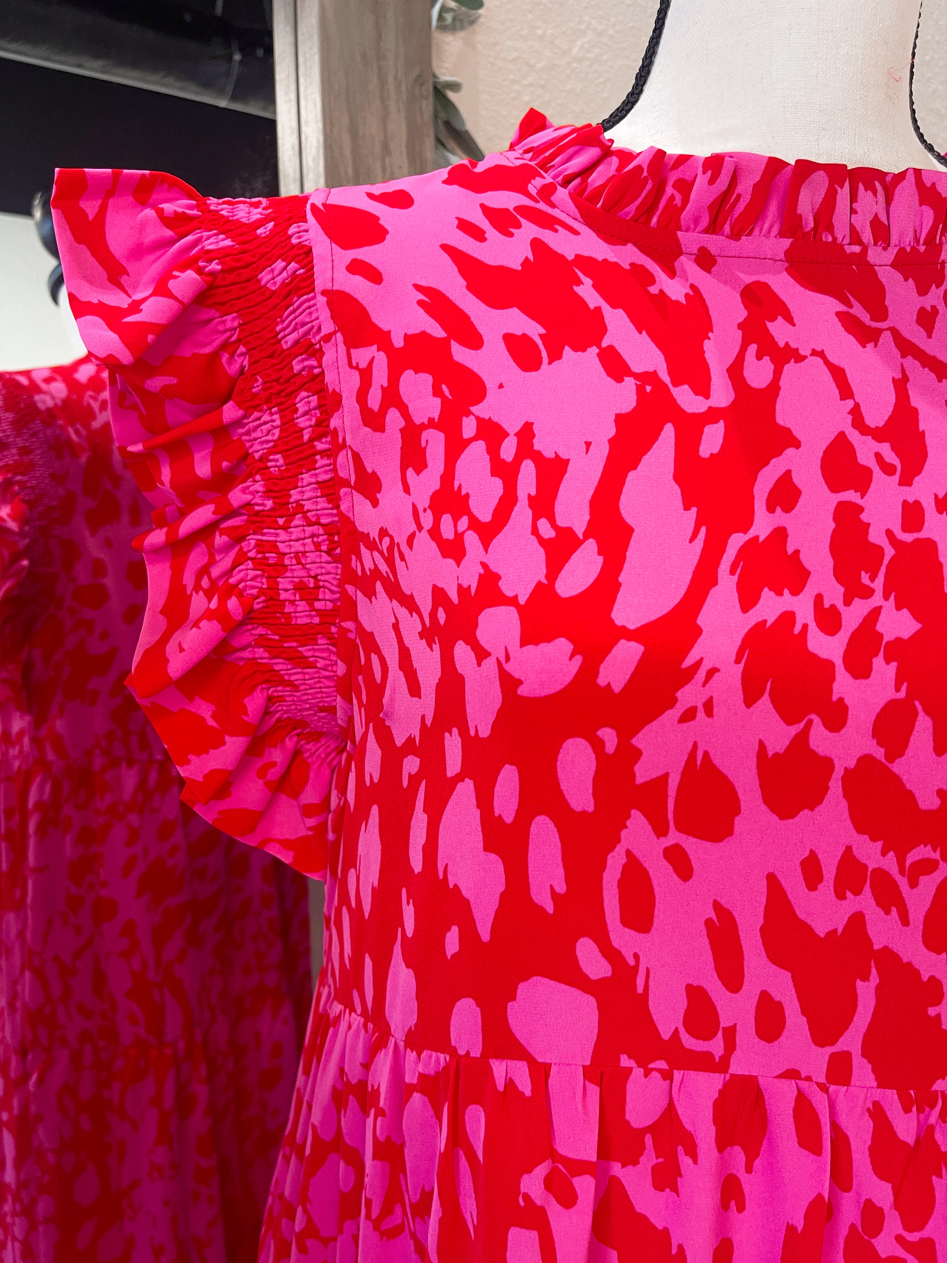 Isabella Pink Cheetah Dress