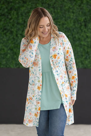 Classic Cardigan Watercolor Floral