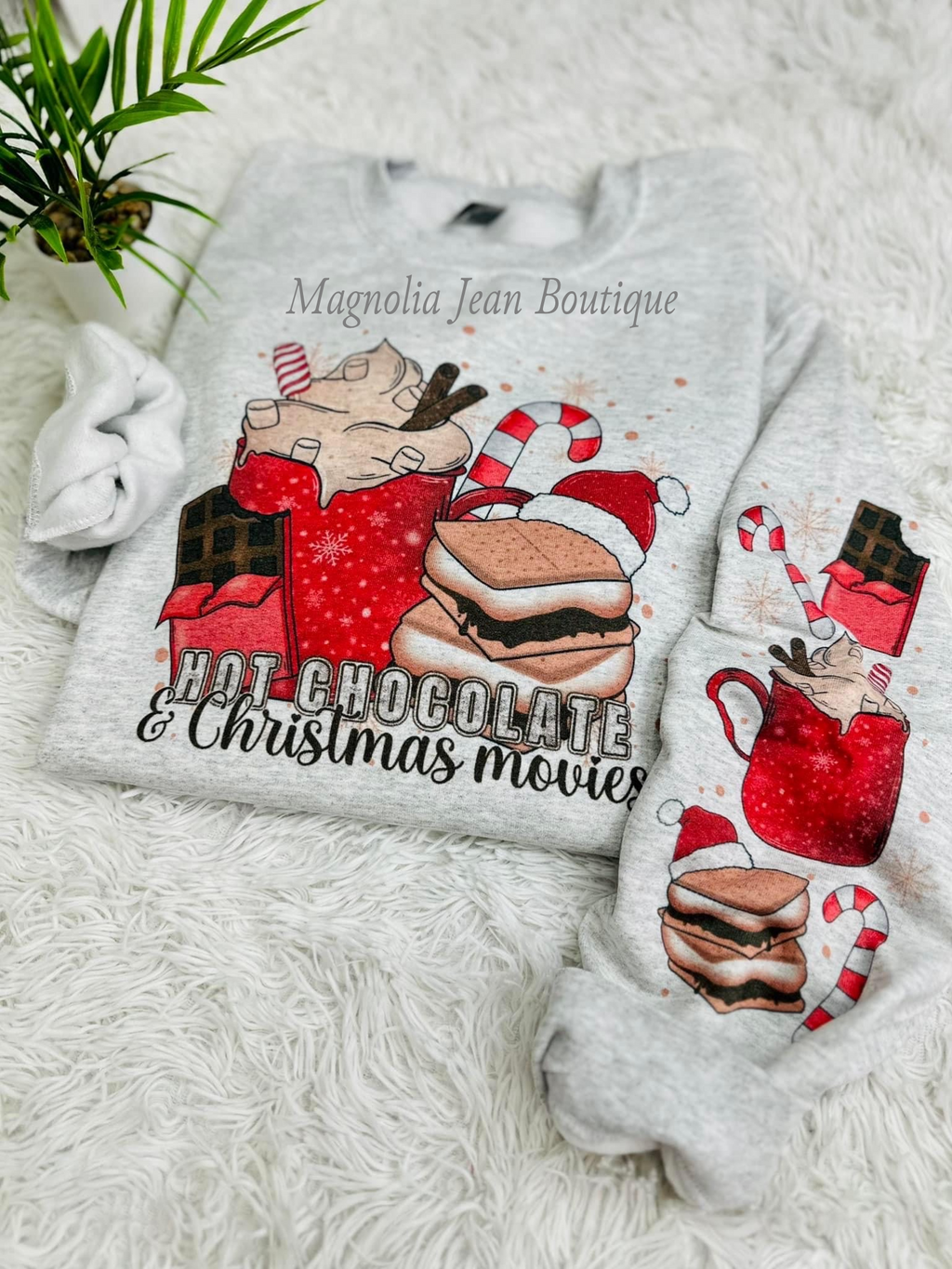 ❤️🎄SPECIAL ORDER 🎄❤️Hot Chocolate & Christmas Movies Crew Sweatshirt S-4X