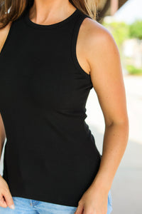 Tara Ribbed Tank Black