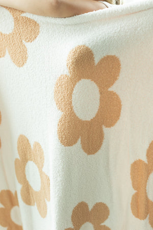 Plush & Fuzzy Blanket Tan Flowers