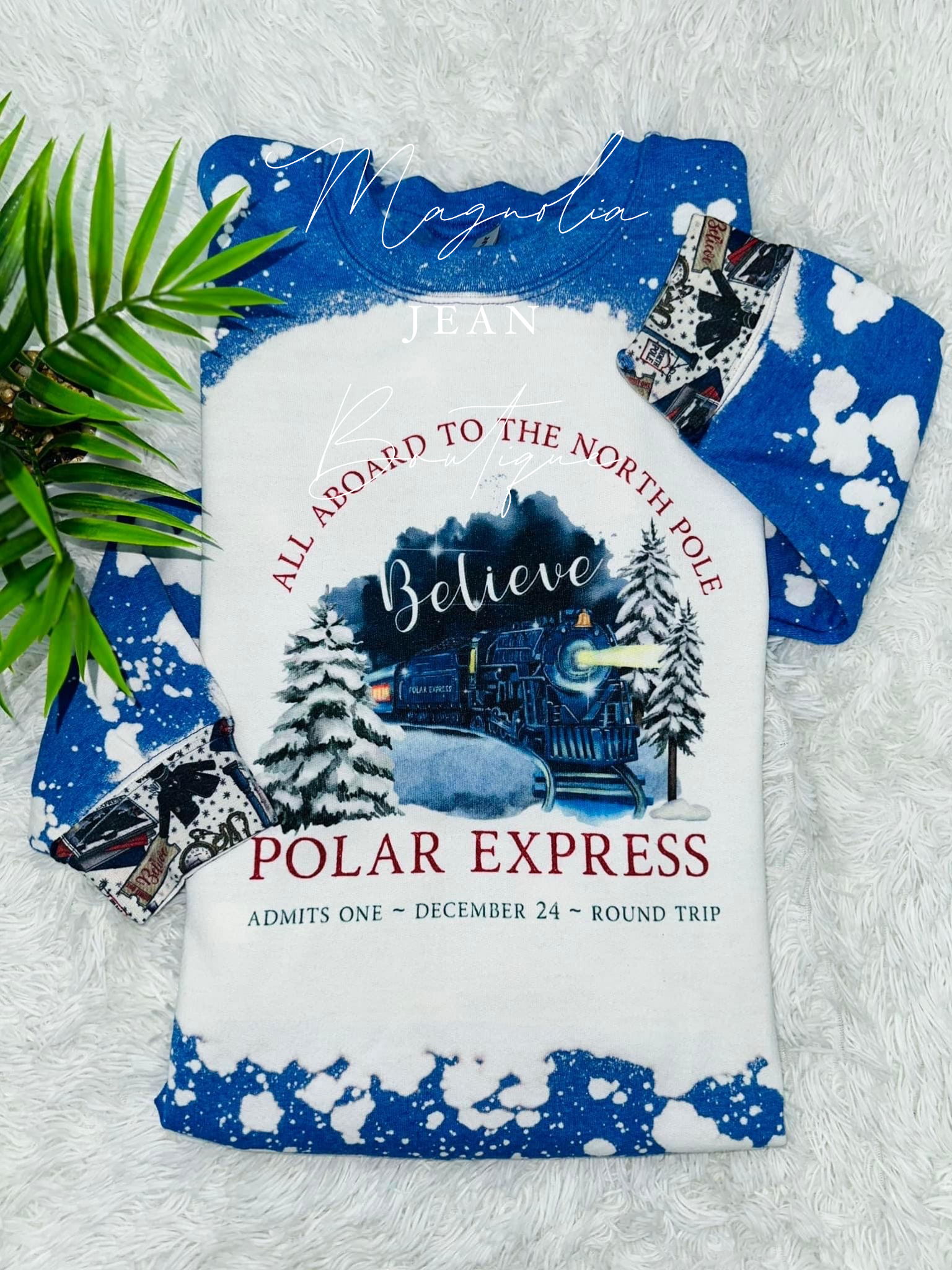 ❤️🎄SPECIAL ORDER 🎄❤️ Ultimate Polar Express Bleached Crew Sweatshirt S-4X