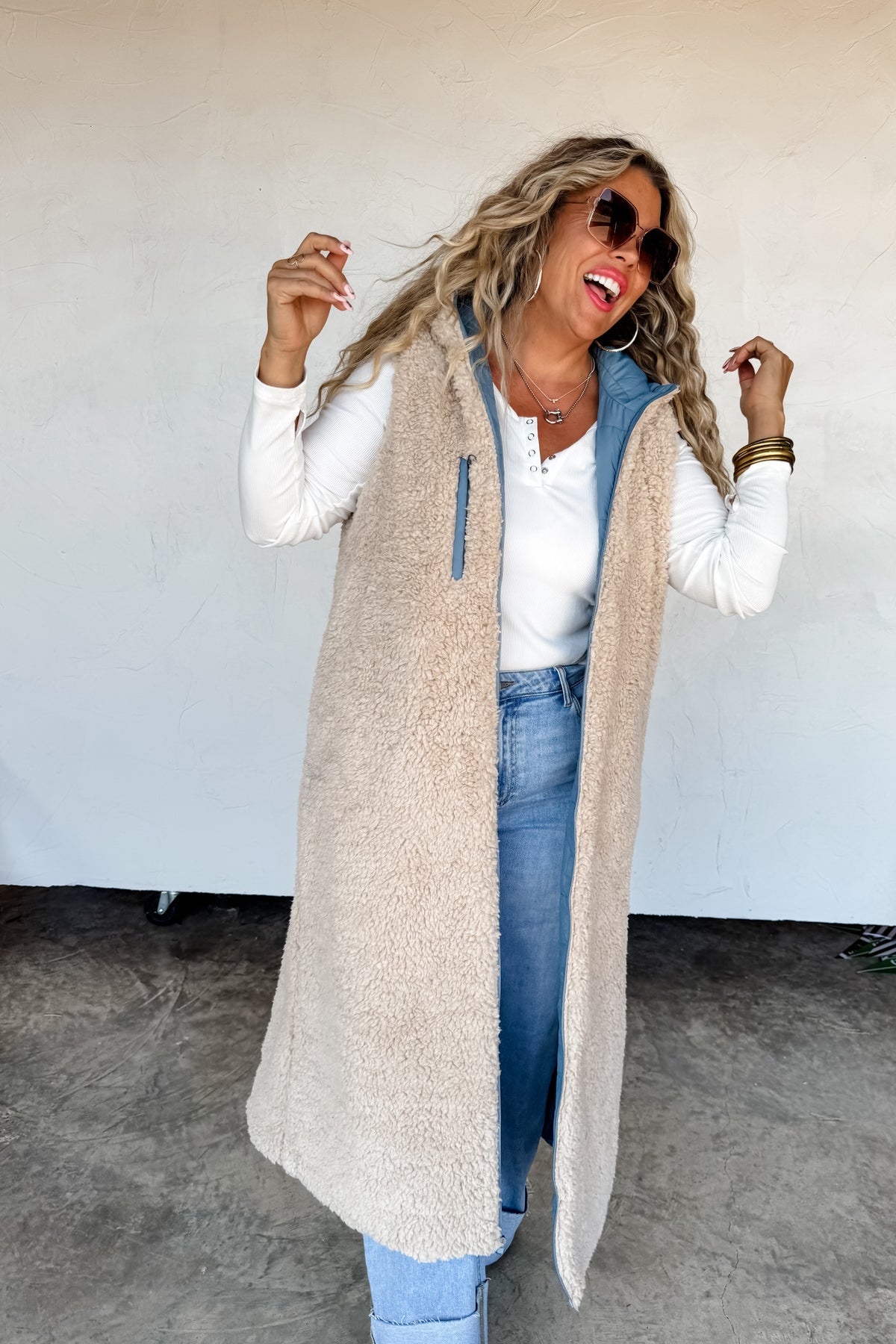 ♥️PREORDER ♥️Reversible Sherpa Vest Blue