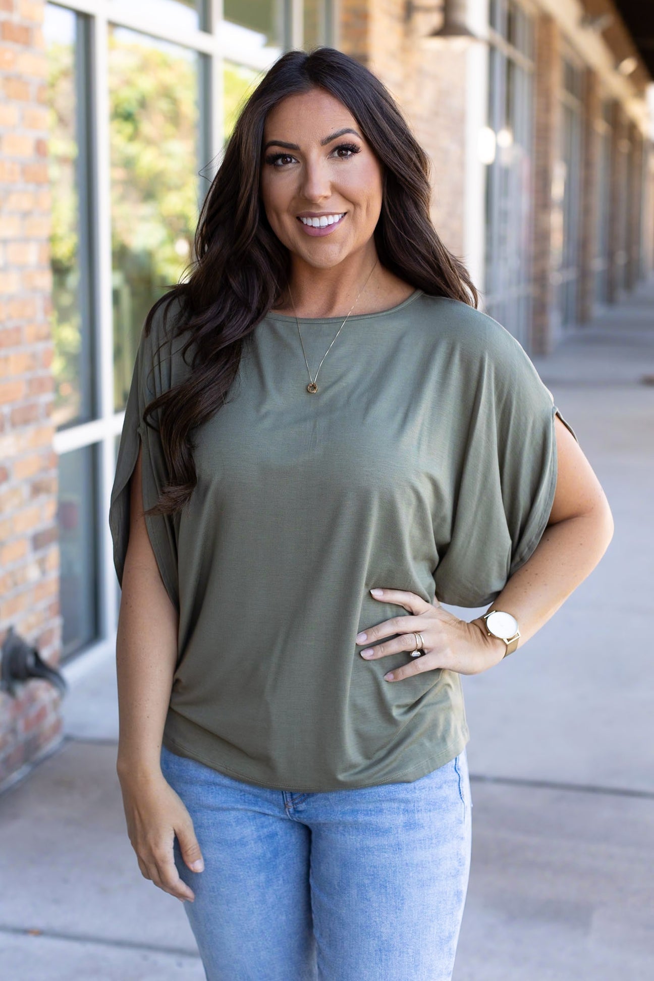 Darcy Dolman Top Olive