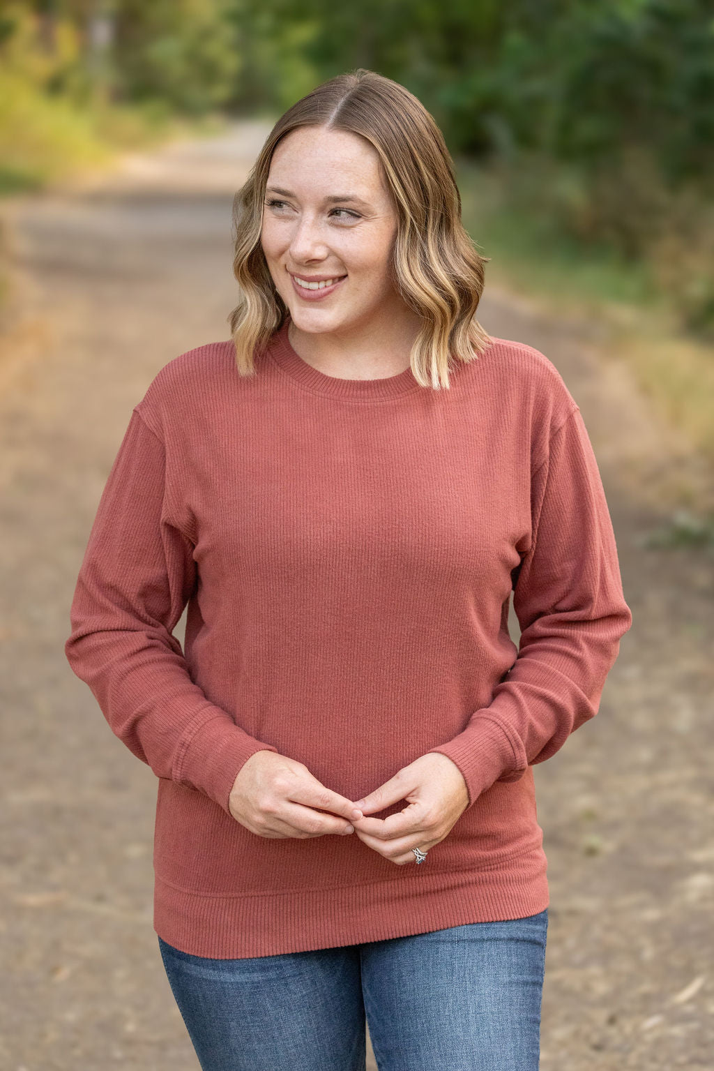 Corrine Ribbed Pullover Terra Cotta