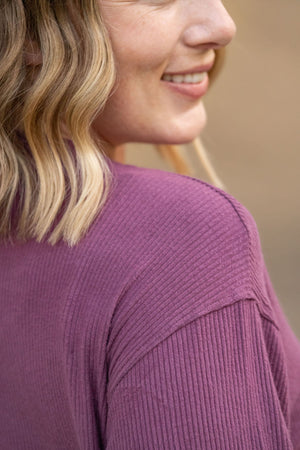 Corrine Ribbed Pullover Plum