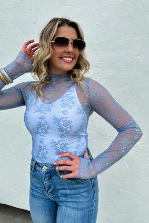 ✨PREORDER✨Roxy Lace Top Baby Blue