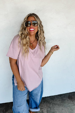 ✨PREORDER ✨Joey Washed Cotton Boyfriend Tee Mauve