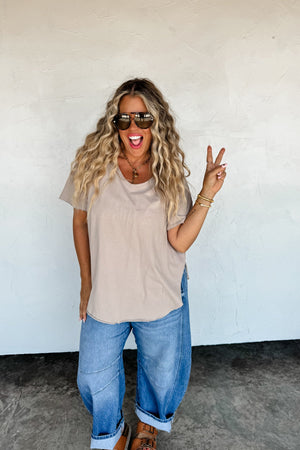 ✨PREORDER ✨Joey Washed Cotton Boyfriend Tee Mocha
