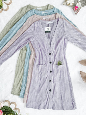 Colbie Ribbed Cardigan Lavender