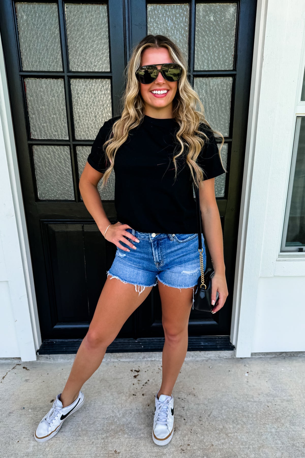 ✨PREORDER✨ Morgan Cuff Sleeve Crop Tee Black