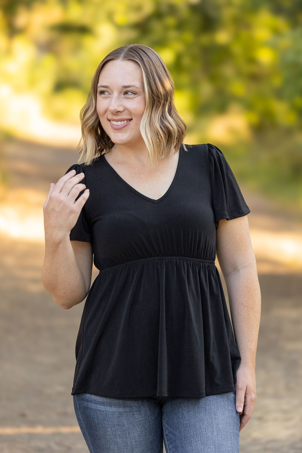 Emery Ruffle Top Black