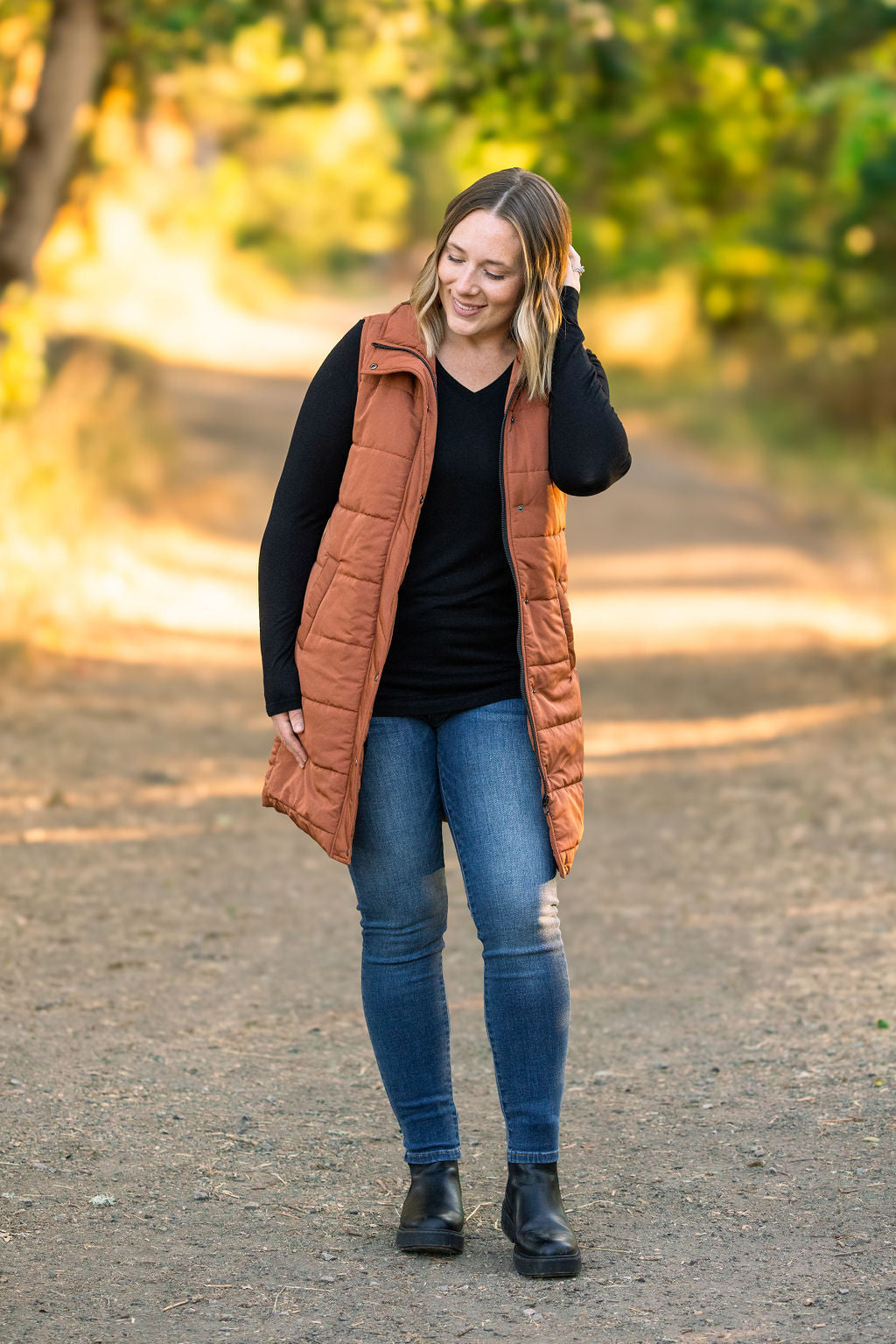 Harlow Long Vest Cinnamon