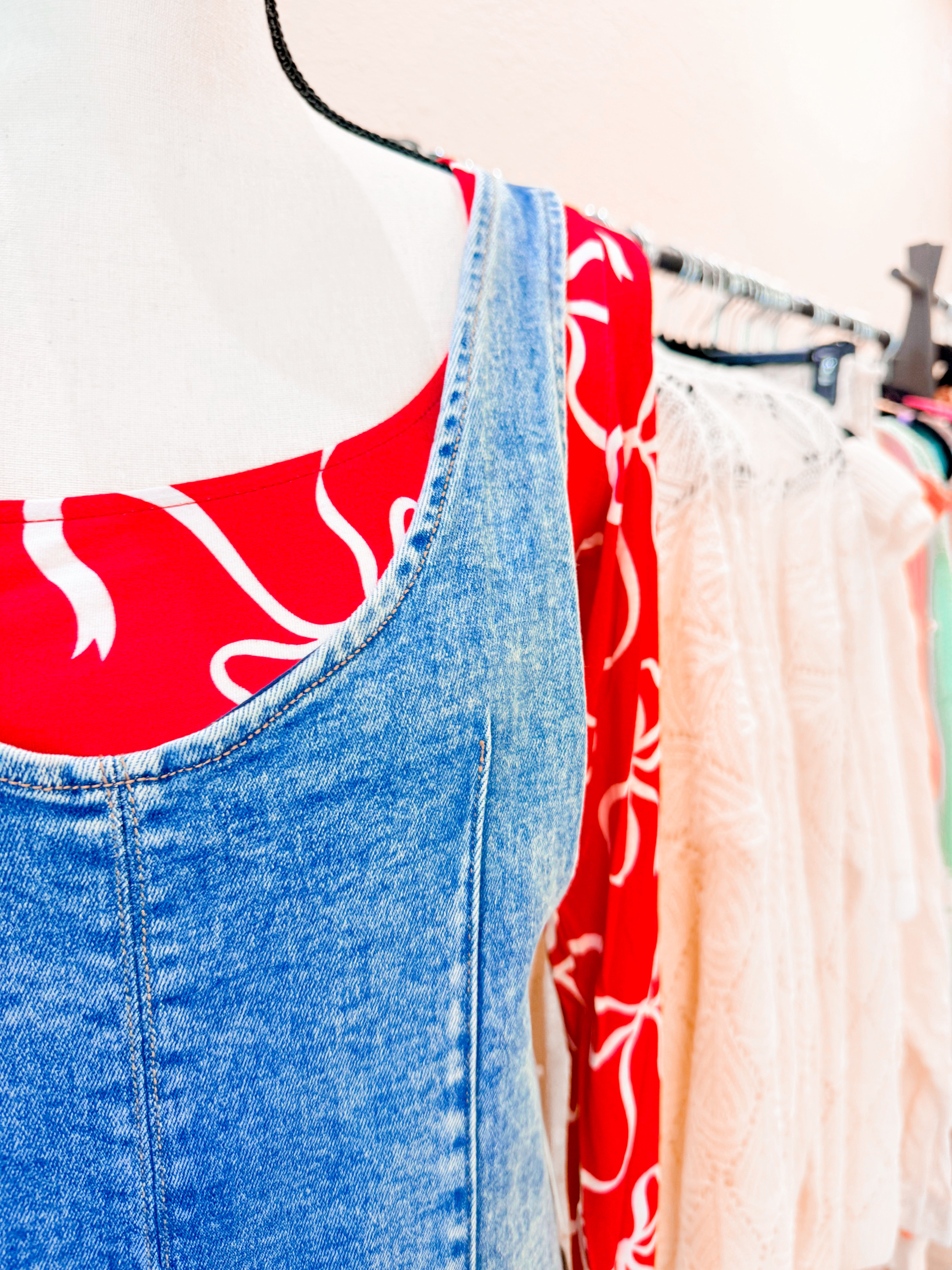 Red & White Ribbons Alyssa Top