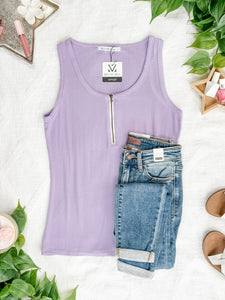 Mila Zipper Tank Lavender