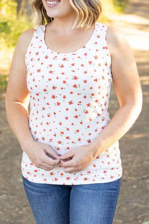 Luxe Crew Tank Micro Ivory Floral