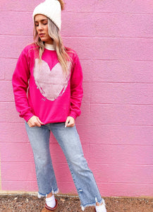 Pink GLITTER Big Heart Sweatshirt