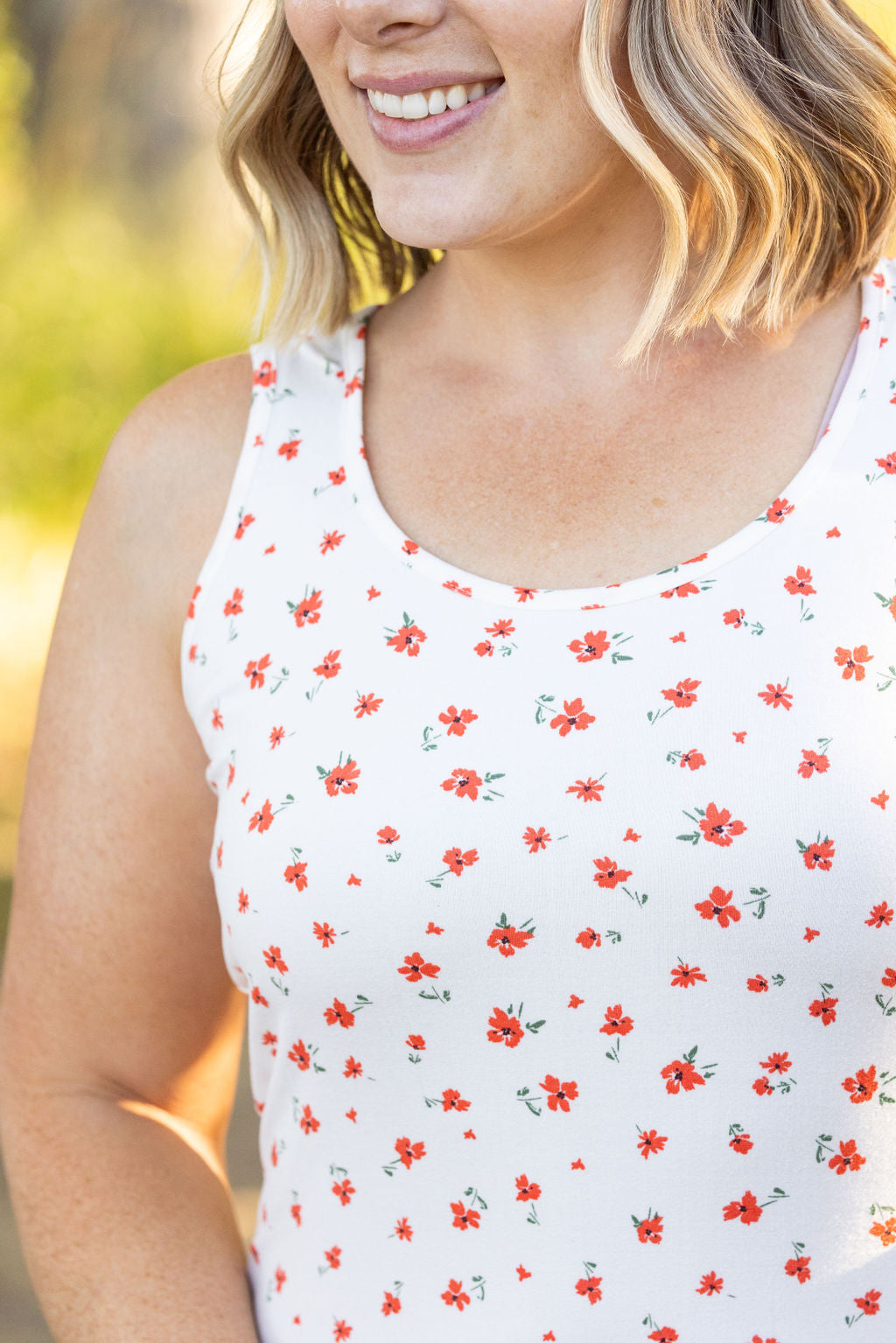 Luxe Crew Tank Micro Ivory Floral