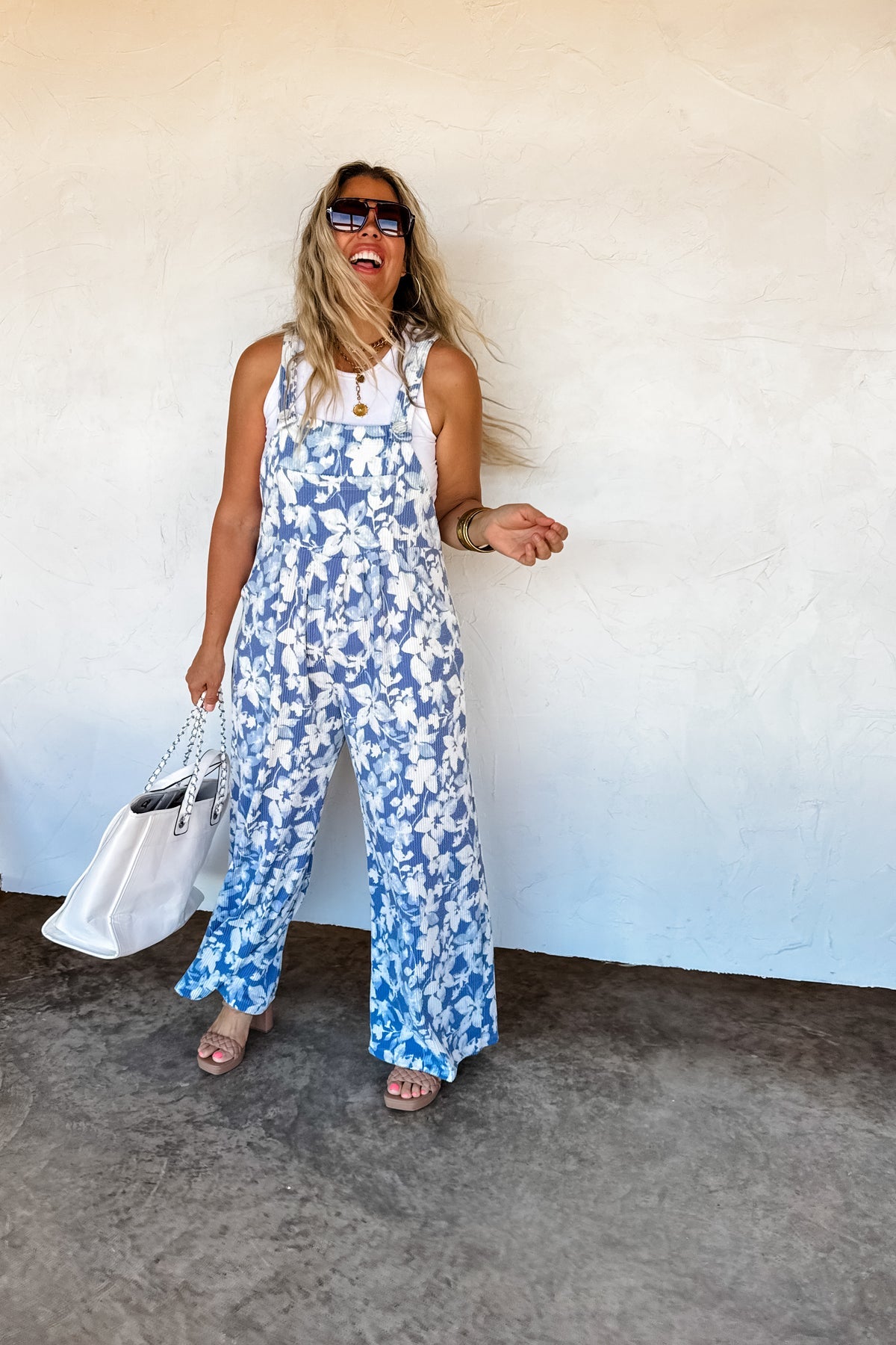 ✨PREORDER✨Karli Boho Overalls Blue Paradise Floral