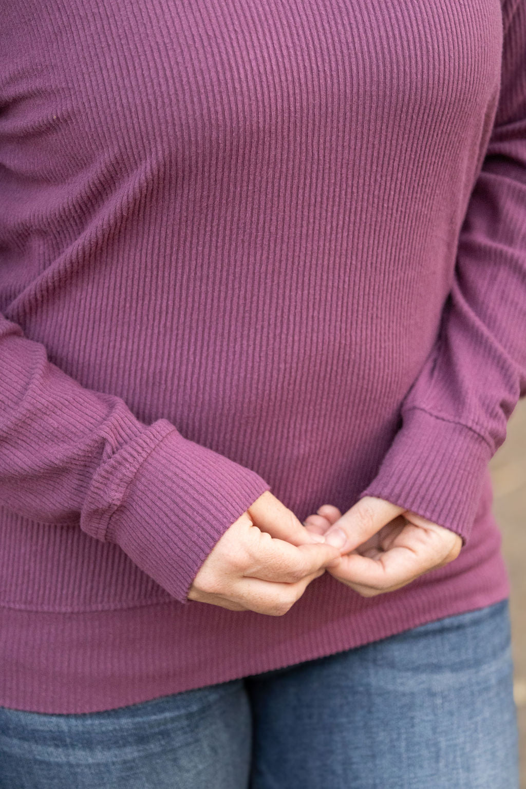 Corrine Ribbed Pullover Plum