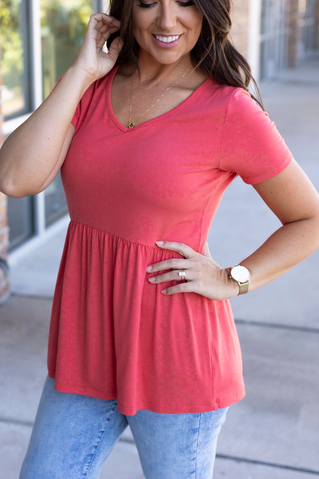 Ruffle Tank Deep Coral