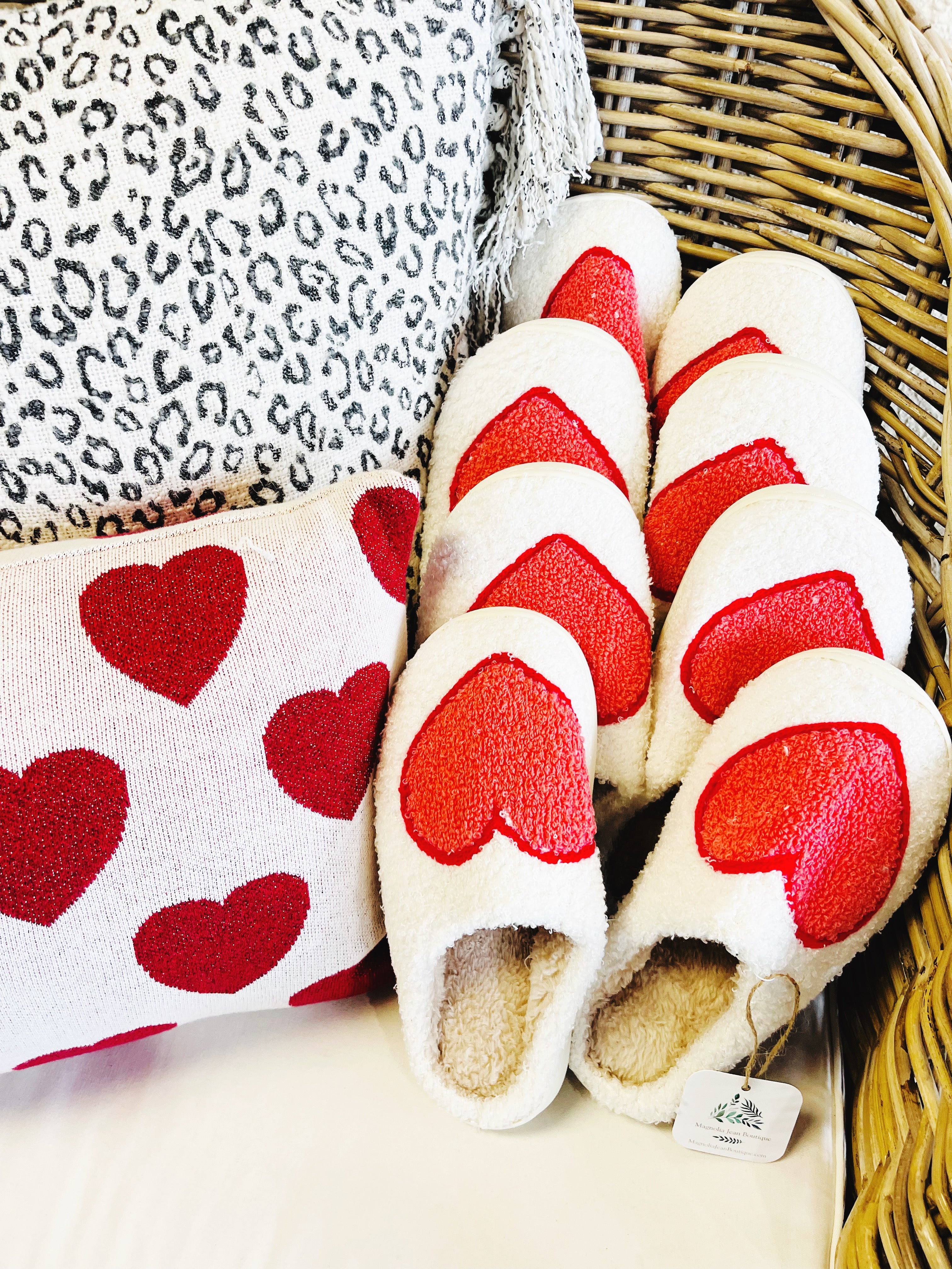 Valentine Heart Fleece Slippers