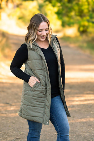 Harlow Long Vest Olive