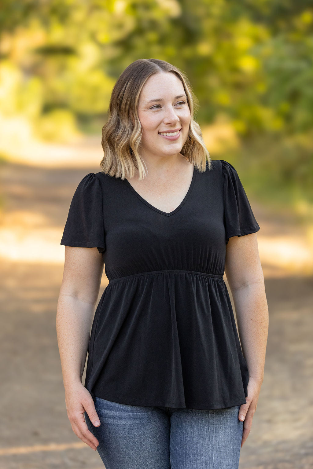 Emery Ruffle Top Black