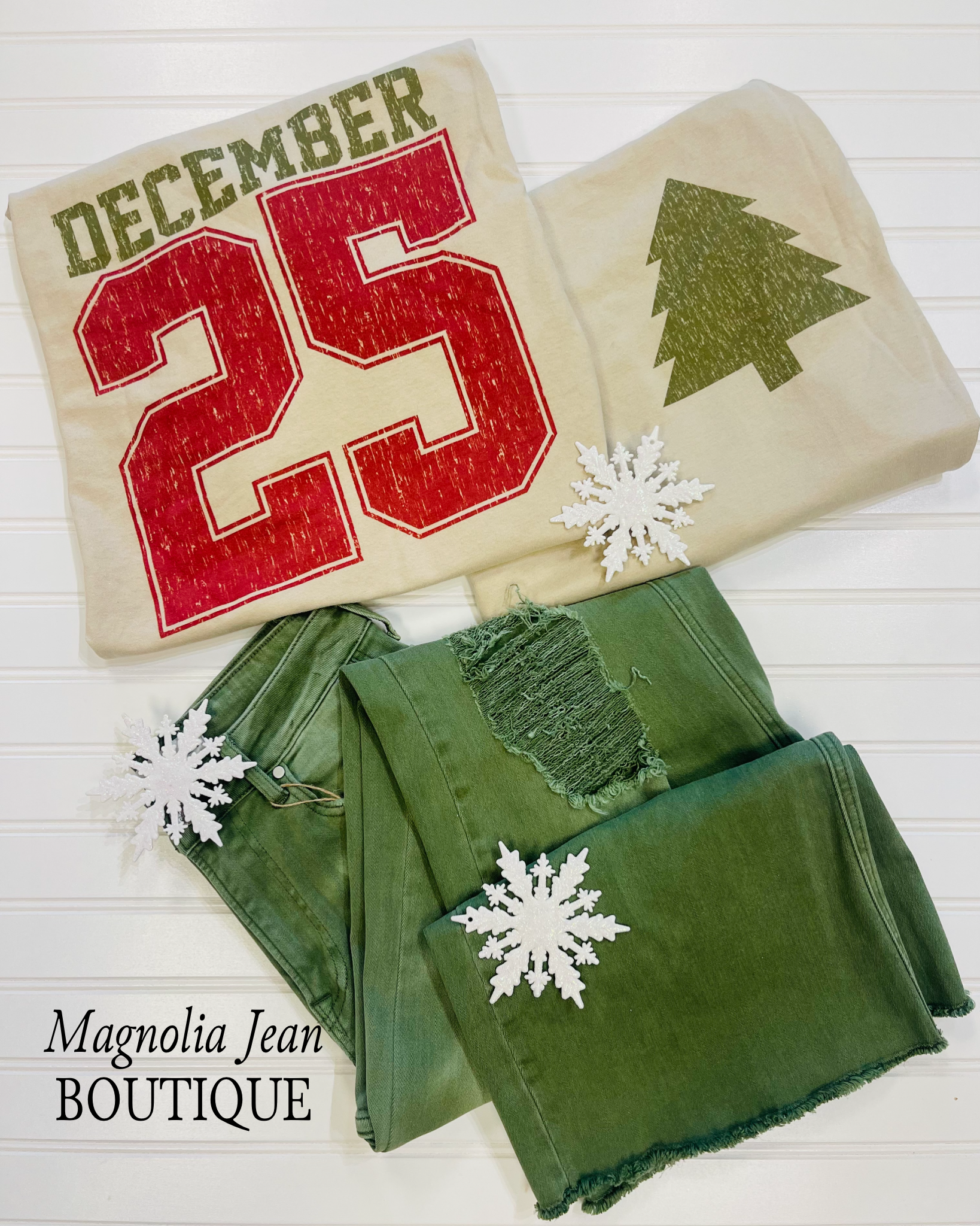 Vintage Christmas December 25 Long Sleeve Tee Front/Back Design