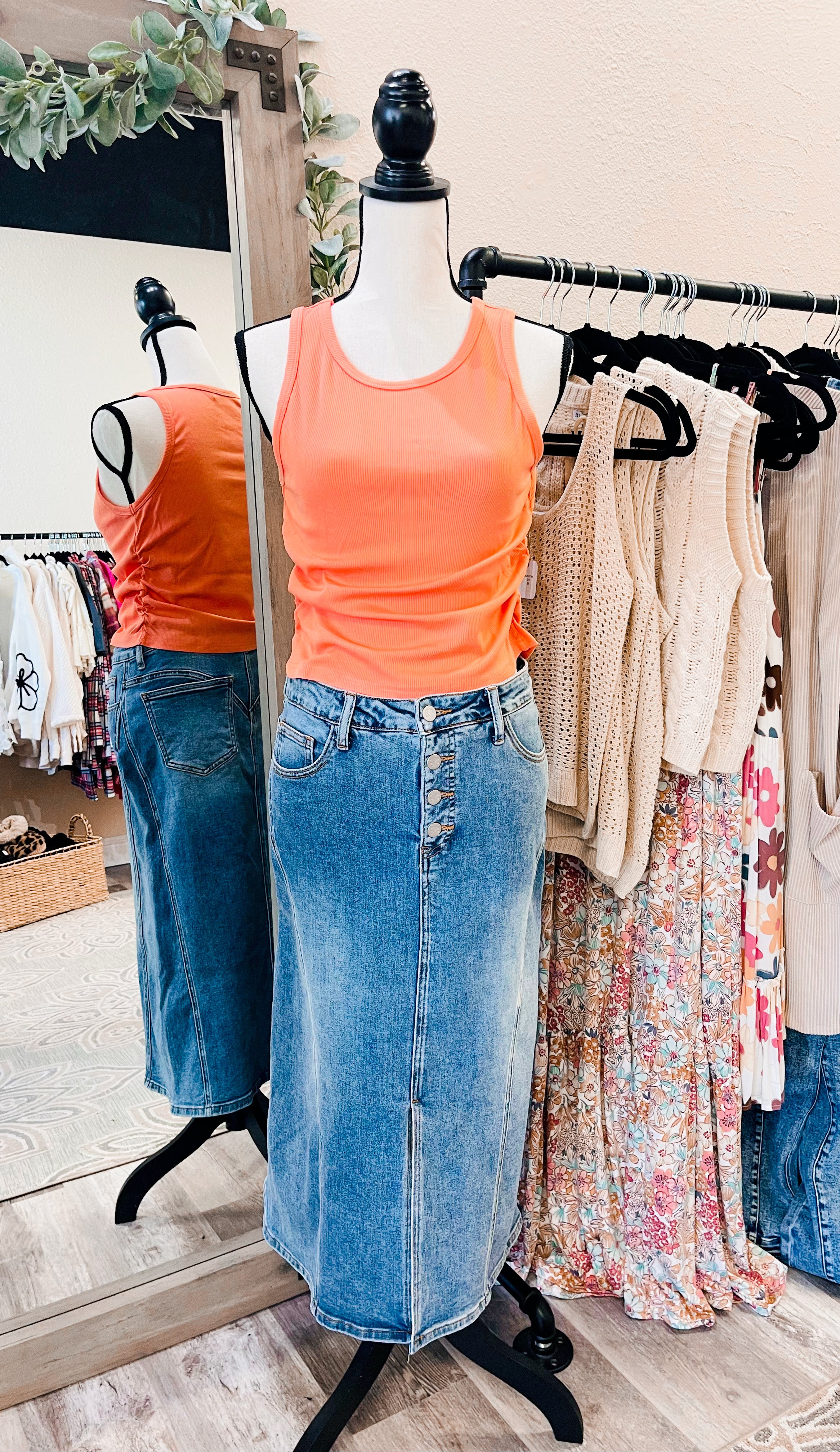 Taylor Ribbed Tank Coral