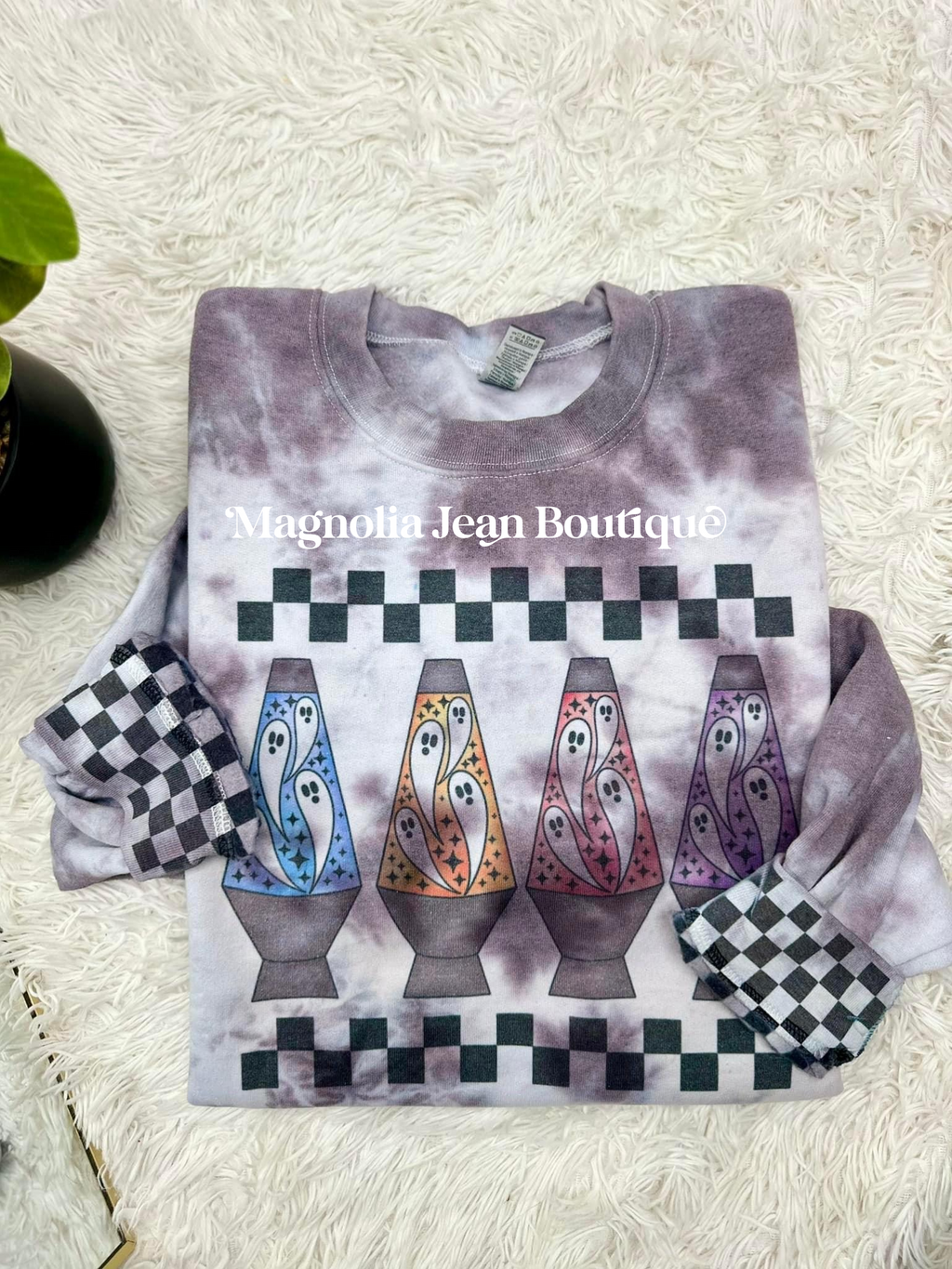 🖤SPECIAL ORDER 🖤 Lava Lamp Ghost Checkered Crew Sweatshirt S-4XL