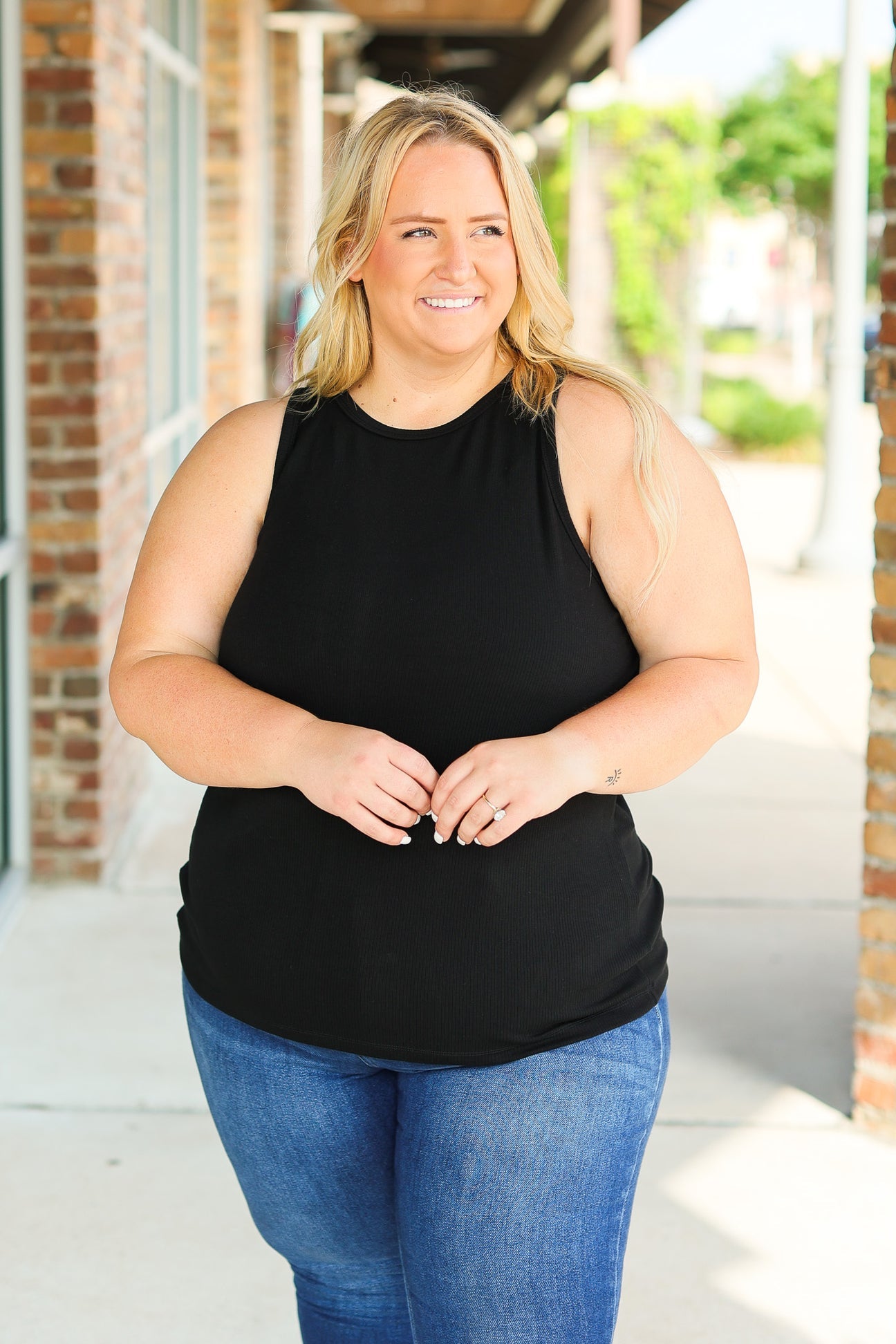 Tara Ribbed Tank Black