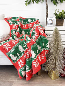 Plush & Fuzzy Blanket Trees and Snowflakes