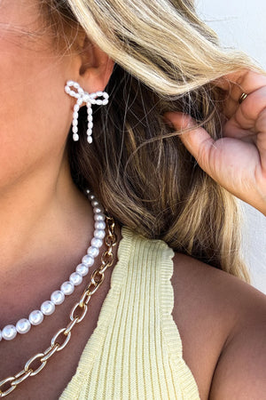 Pretty Pearl Bow Earrings