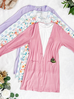 Classic Cardigan Watercolor Floral