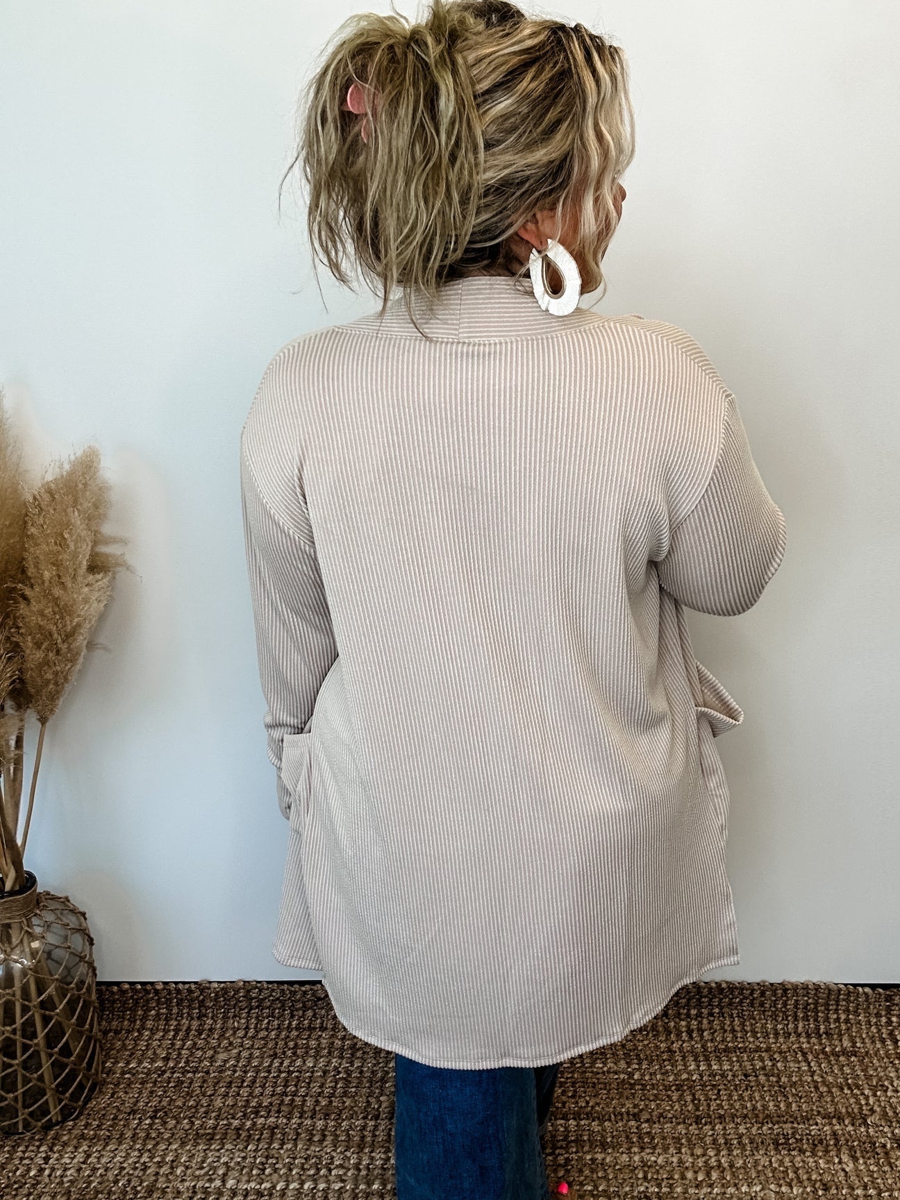 Reese Ribbed Cardigan Taupe