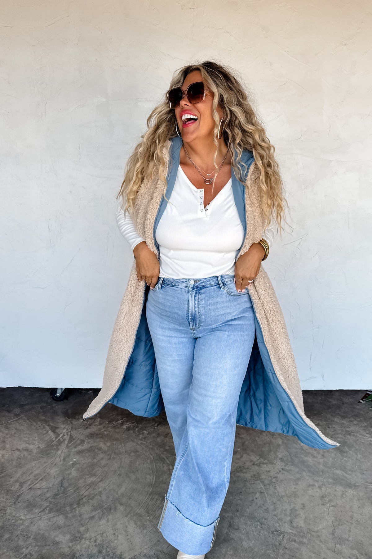 ♥️PREORDER ♥️Reversible Sherpa Vest Blue