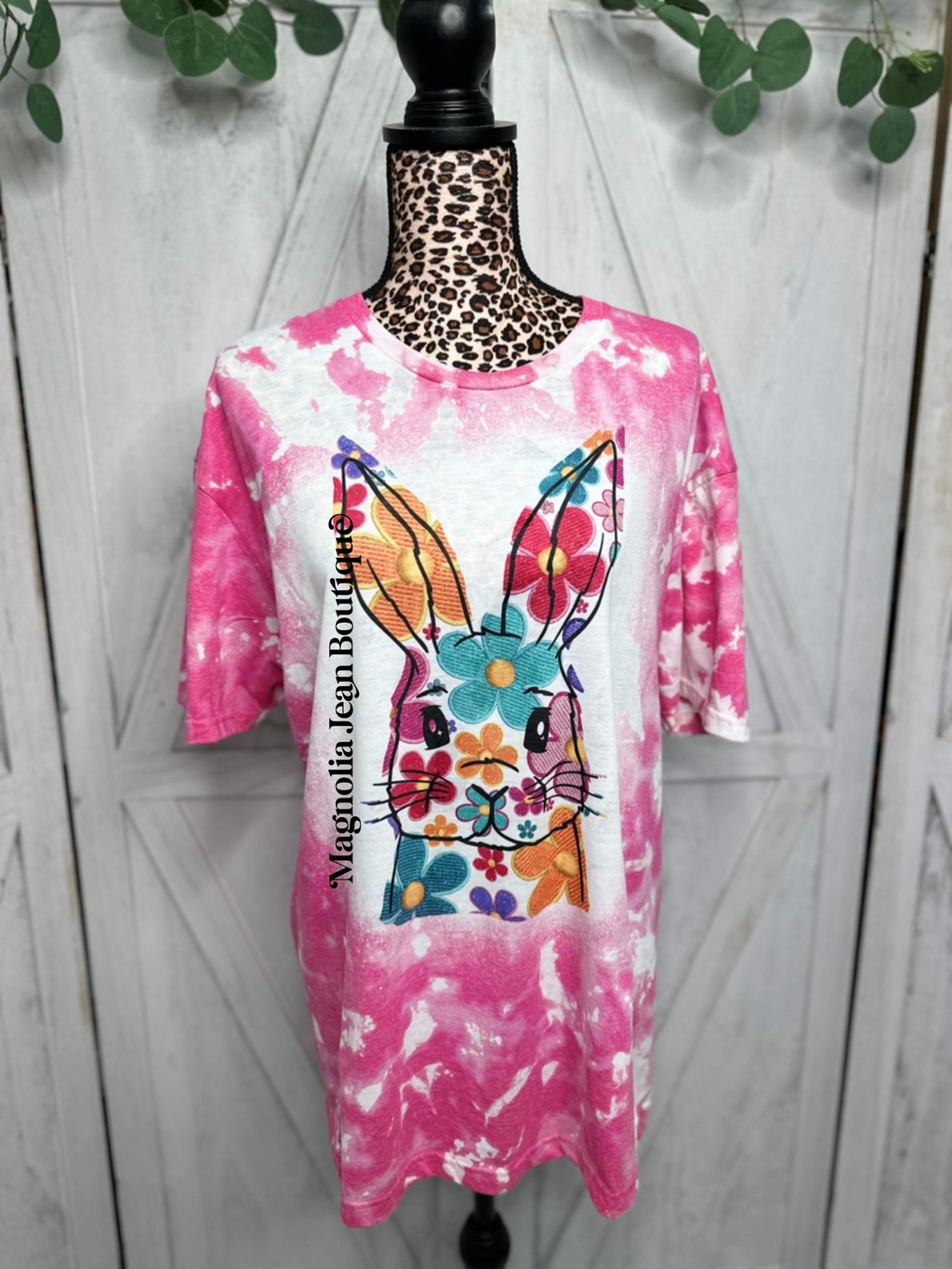 🎀 Special Order Tee 🎀 Spring Floral Bunny Bleached Tee
