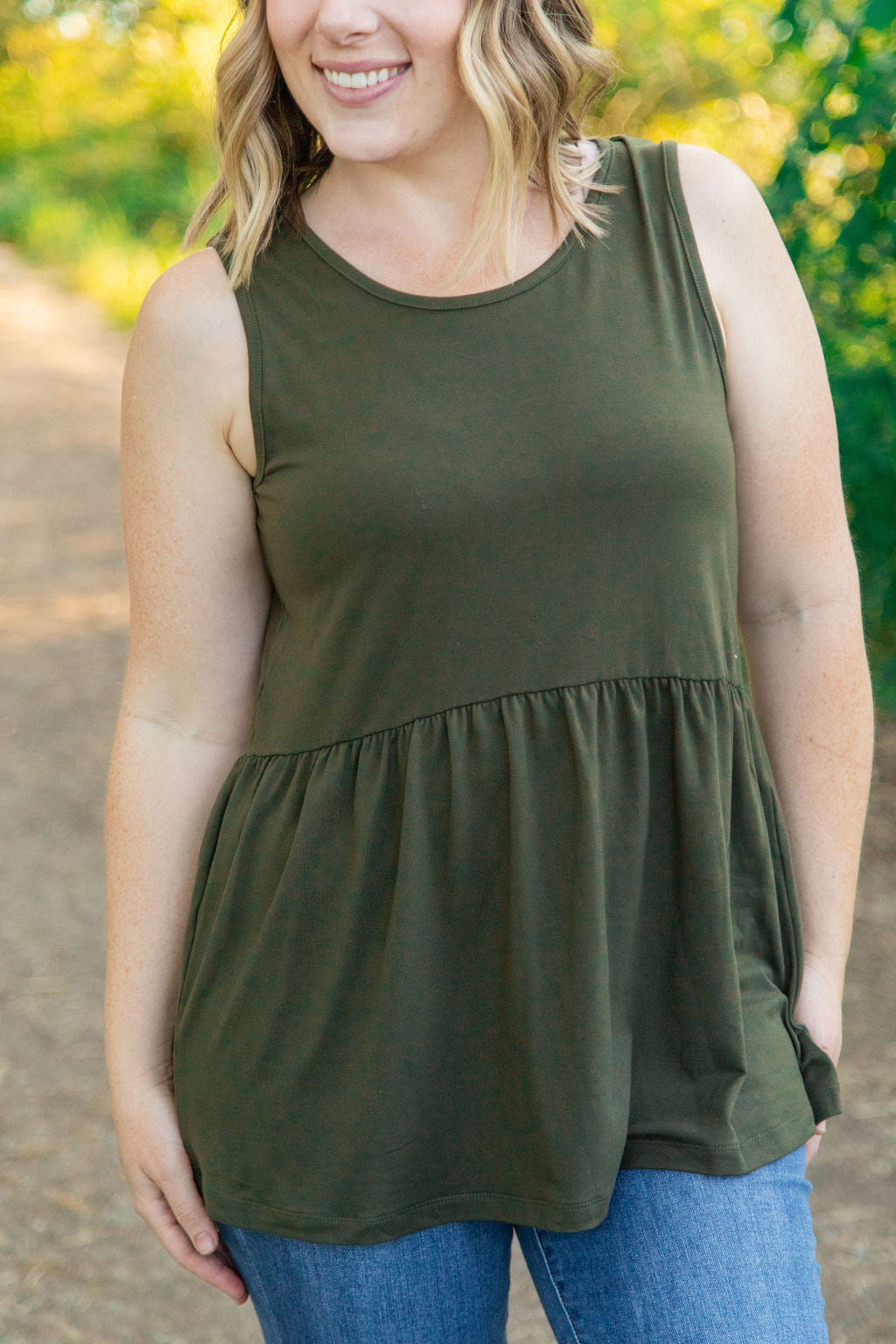 Ruffle Tank Olive