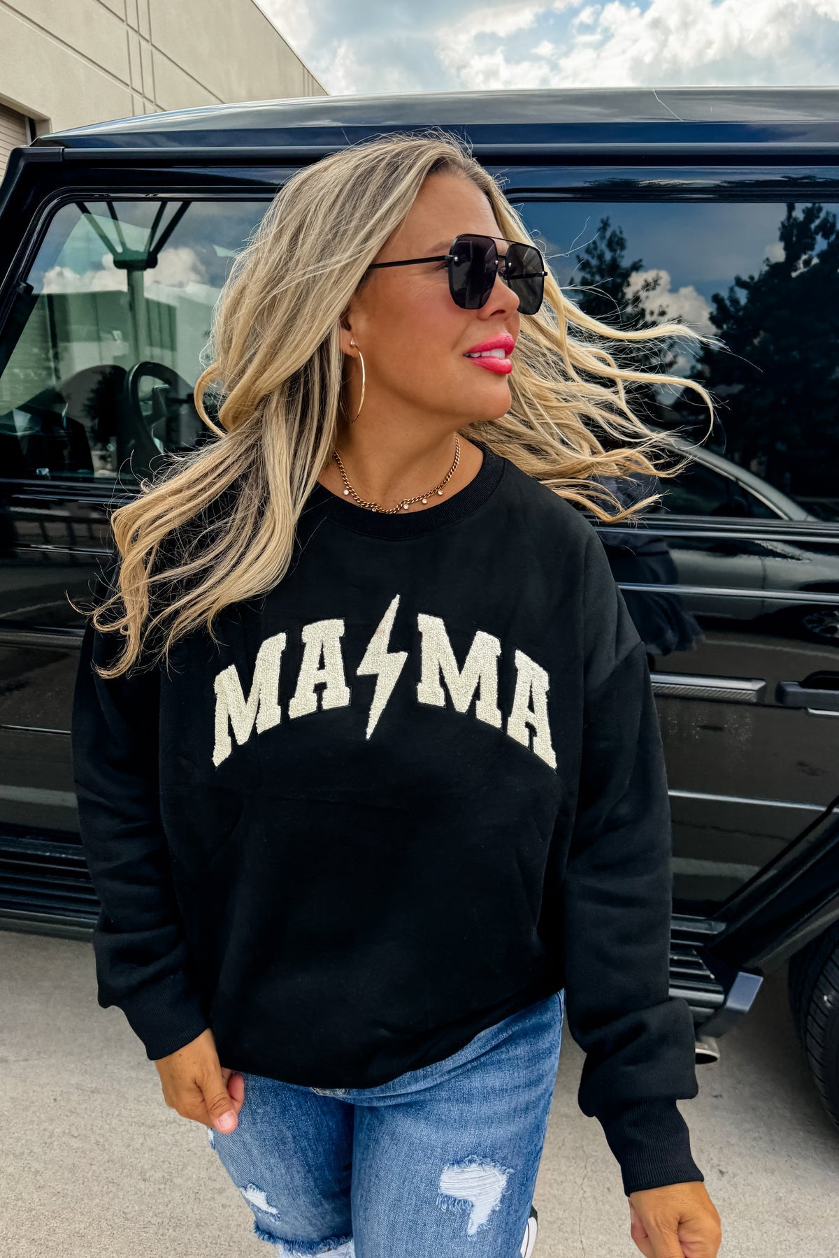 Mama Sherpa Letter Sweatshirt