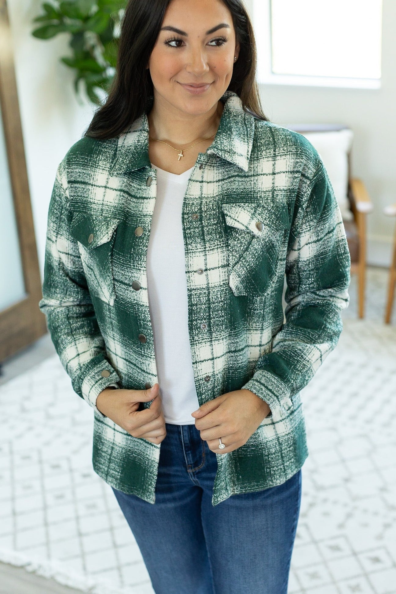 Norah Plaid Shaket Quilted Green
