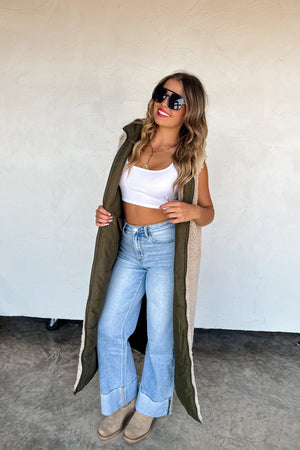 ♥️PREORDER ♥️Reversible Sherpa Vest Olive