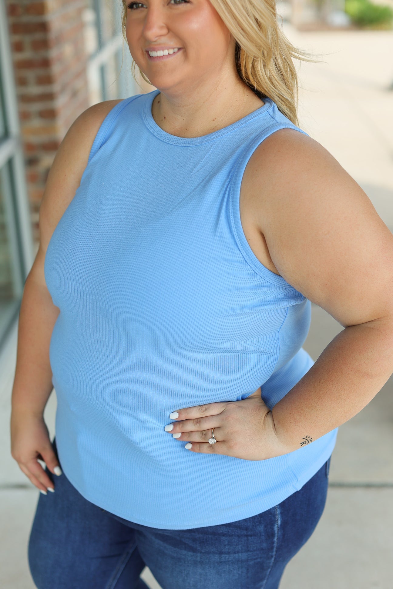 Tara Ribbed Tank Light Blue