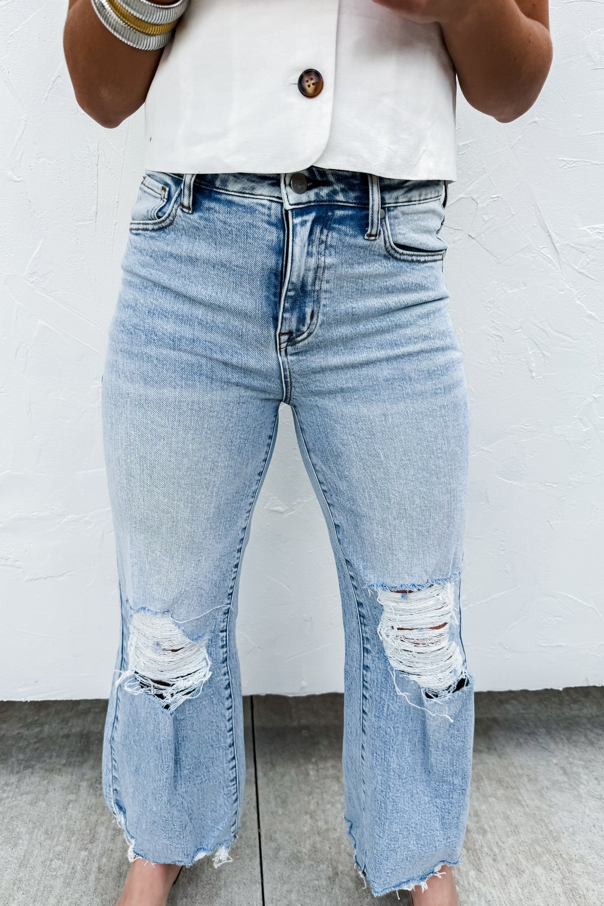 In Stock Blakeley Hailey Distressed Crop Jeans