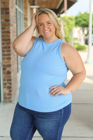 Tara Ribbed Tank Light Blue