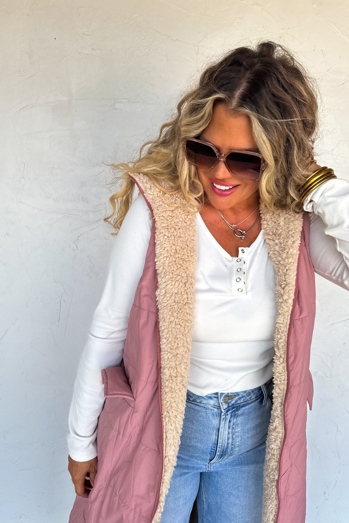 ♥️PREORDER ♥️Reversible Sherpa Vest Pink