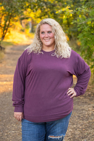 Corrine Ribbed Pullover Plum