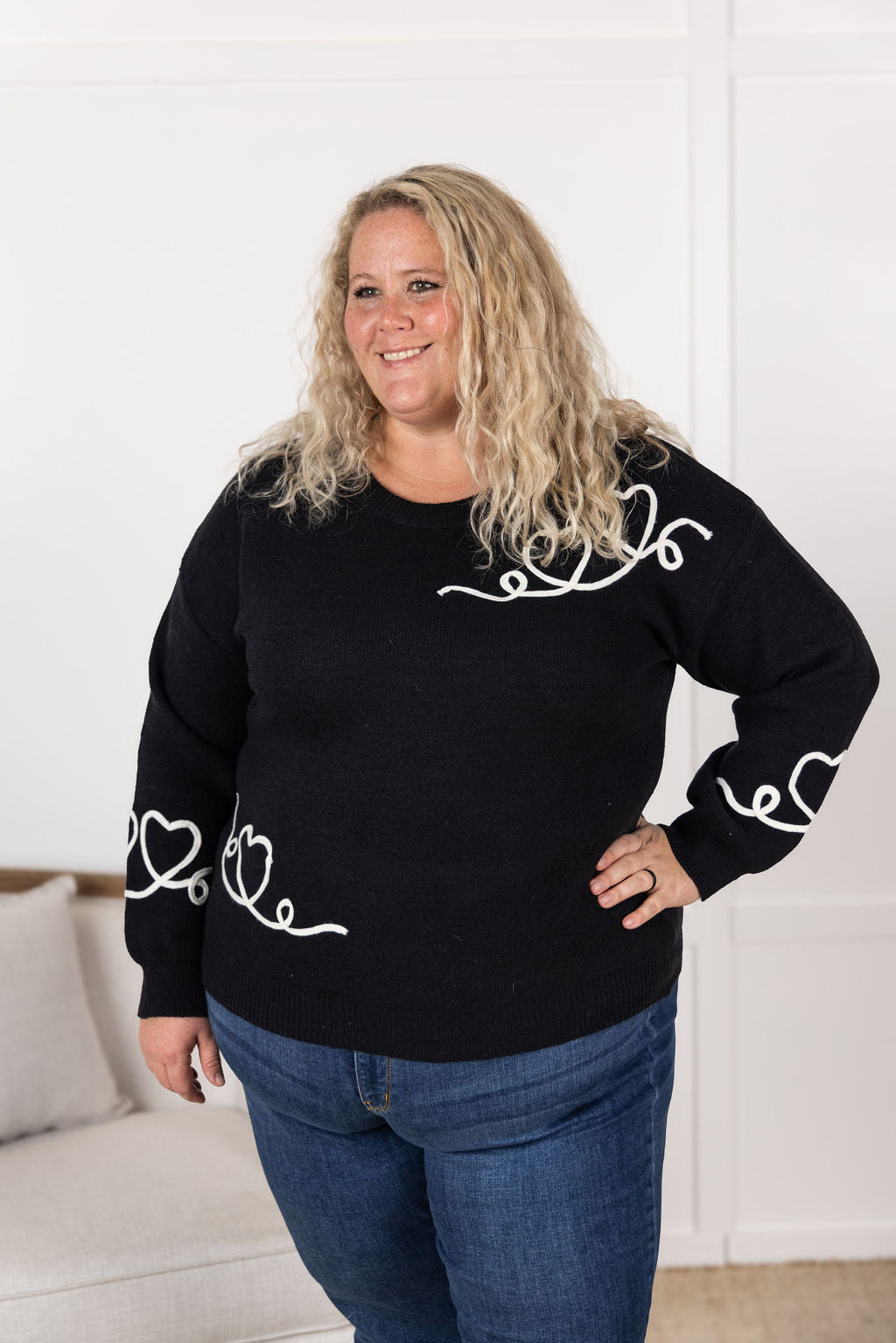 Black Hearts A Flutter Sweater