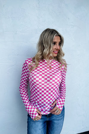 2nd Cut eta 1/2025 ✨PREORDER✨Dress It Up Mesh Top Pink Checker